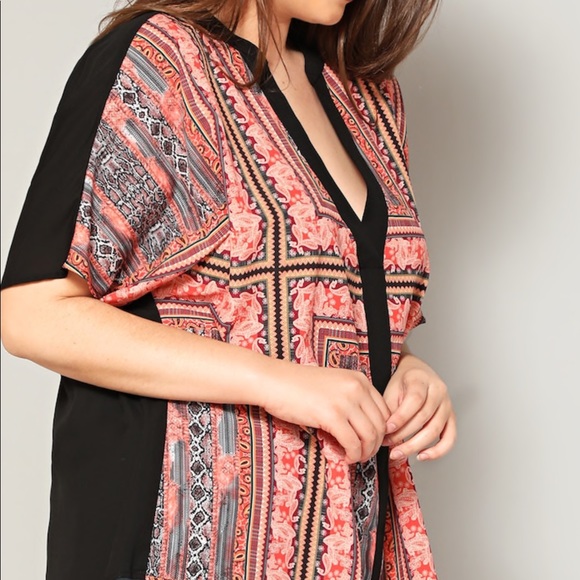 LAST ONE Plus size boho scarf print top - Picture 3 of 5